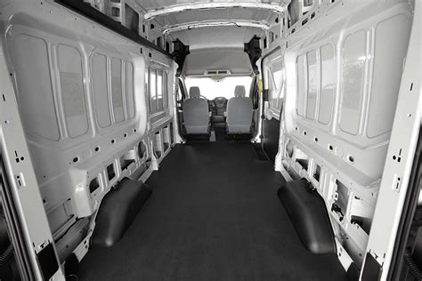 Ford Transit van interior with extensive shelving and cargo organization
