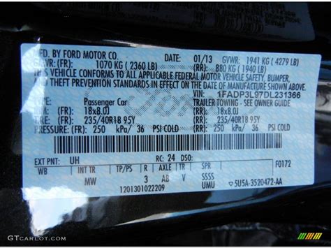 ford tuxedo black paint code
