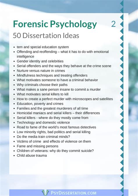 forensic psychology masters dissertation ideas
