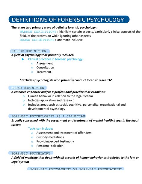 forensic psychology terms and definitions