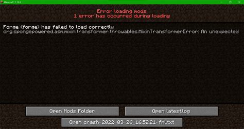 forge mod loader installation failed