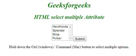 form html select multiple