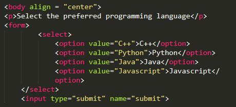 form select tag in html
