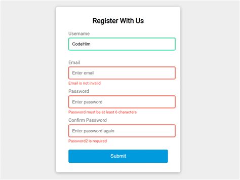 form validation in js code
