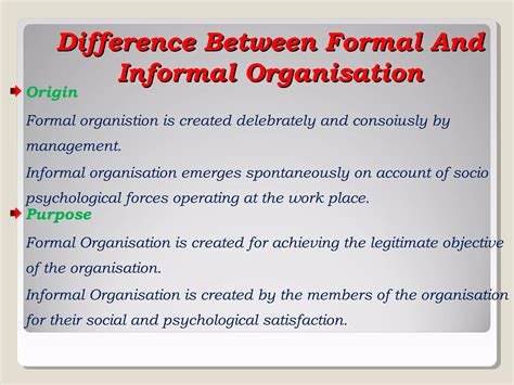 formal and informal organisation ppt presentation