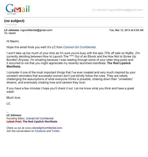 formal email layout example