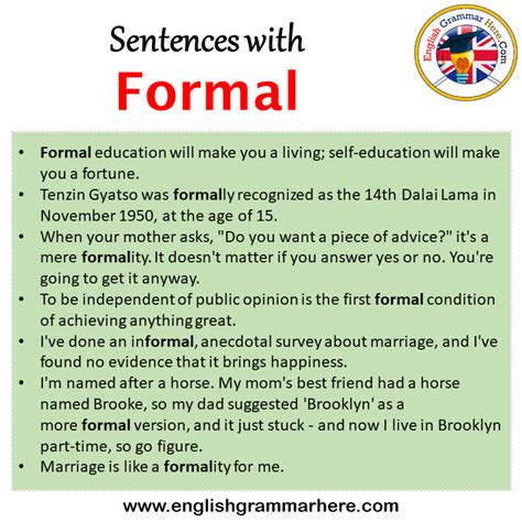 formal language examples sentences in english