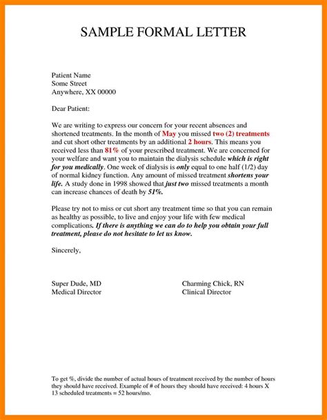 formal letter format examples