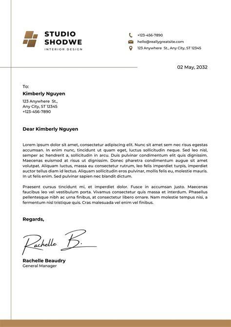 Example of formal letter header
