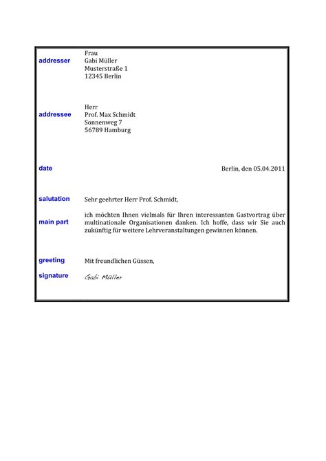 formal letter writing in german examples
