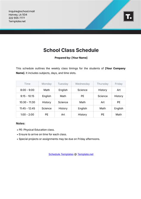 format class schedule