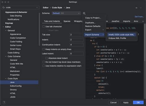 format code java intellij