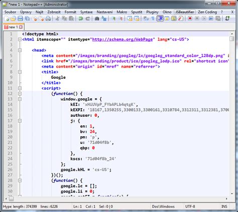 format code javascript notepad ++