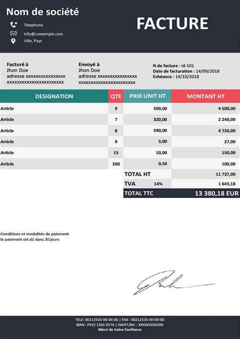 format excel facture proforma excel