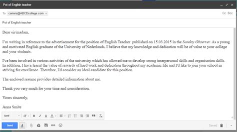 format of a formal email writing