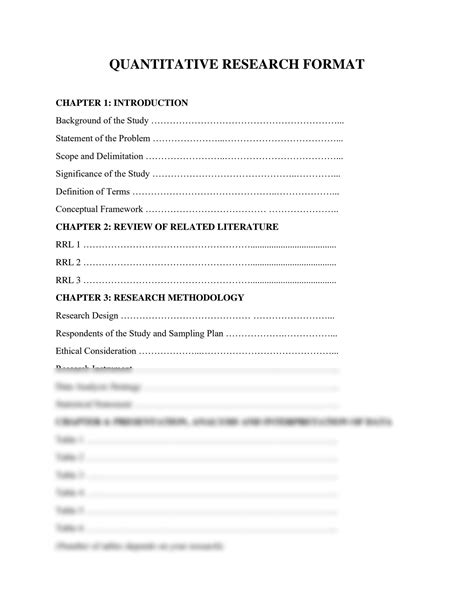 format of chapter 1 in quantitative research