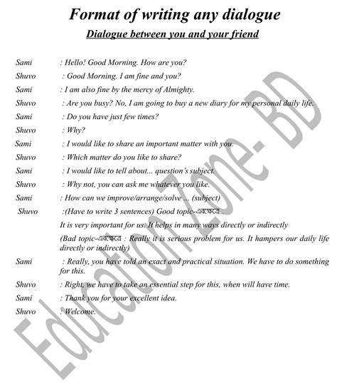 format of dialogue writing