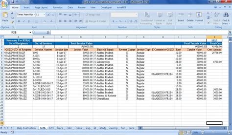 format of gstr 1 in excel