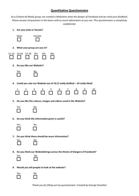 format of questionnaire in quantitative research