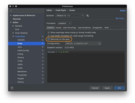 format scala code in intellij mac