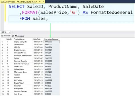 format sql procedure