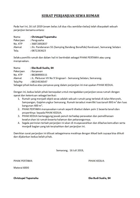 format surat perjanjian