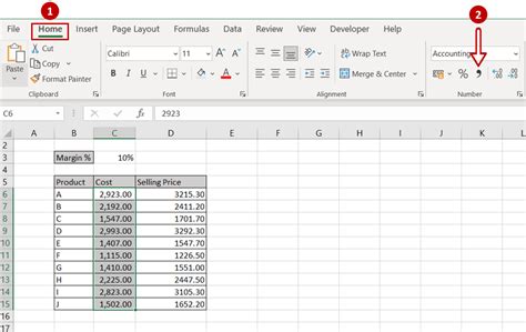 format with commas excel