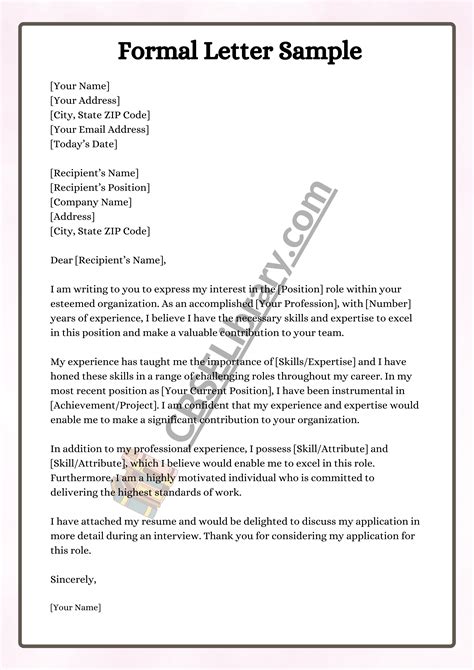 formats of letter writing with examples