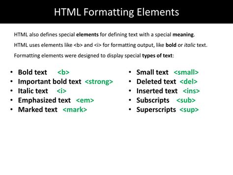formatting elements of html