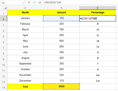 formula for 100 percent in excel