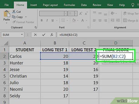 formula for addition in excel multiple cells