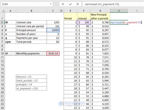 formula for balance of payments in excel