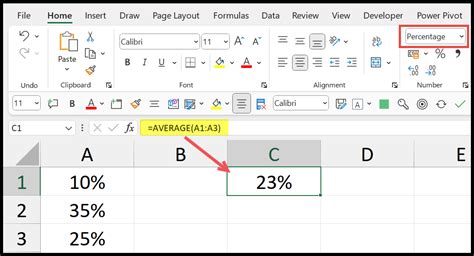 formula for percentage in excel
