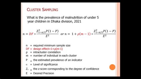 formula to calculate sample size for cross sectional study