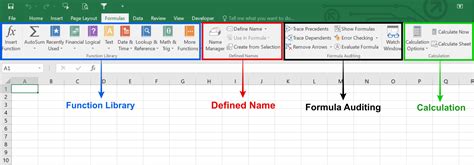 formulas tab in ms excel