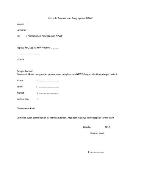 formulir permohonan npwp