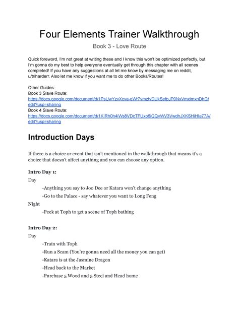 Four Elements Training Book Walkthrough Book 3