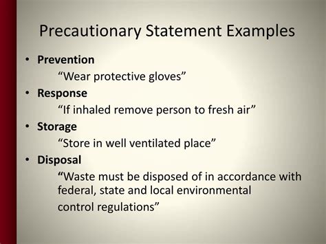four of the five types of precautionary statements are