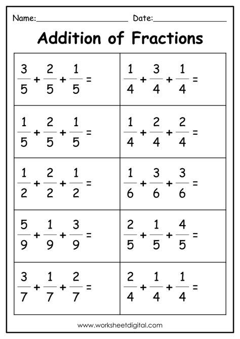 fraction addition problems