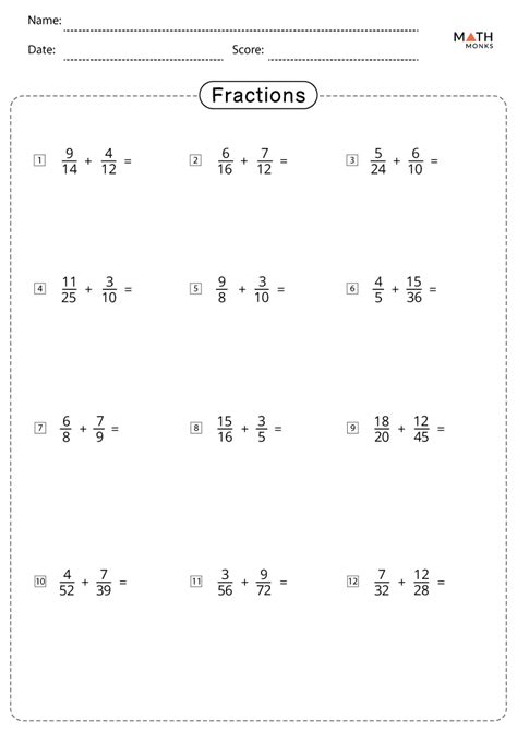 fraction examples with answers for class 7