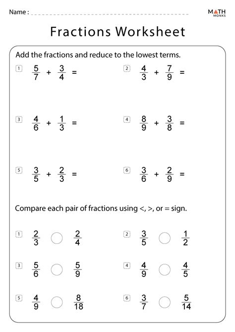 fraction examples with answers grade 5