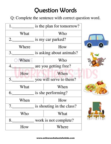 framing questions worksheet for class 2 with answers