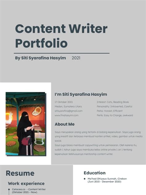 free content writer portfolio sample pdf