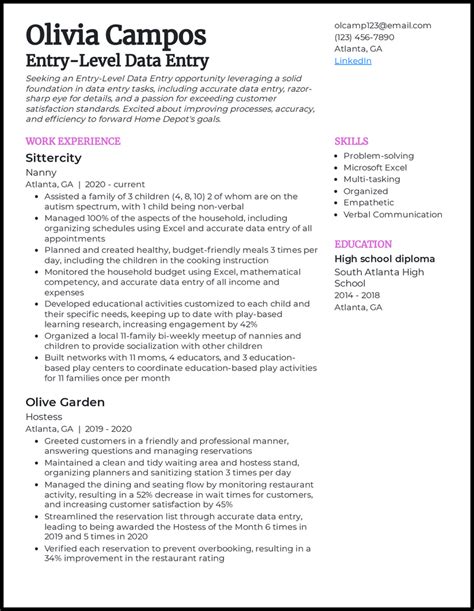 free data entry resume examples