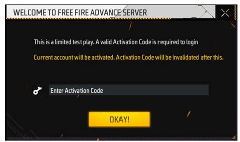 free fire advance server activation code 2023