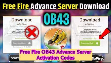 free fire advance server activation code ob43