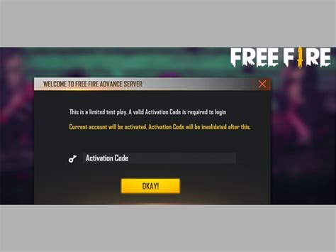 free fire advance server activation code on 48