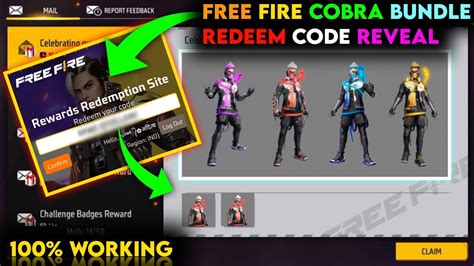 free fire cobra bundle redeem code