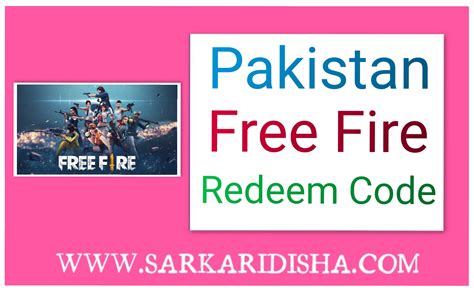 free fire redeem code pakistan server 2024 today
