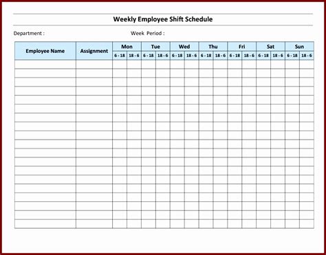 free monthly employee work schedule template excel
